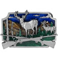 Deer Hunting  Enameled Belt Buckle